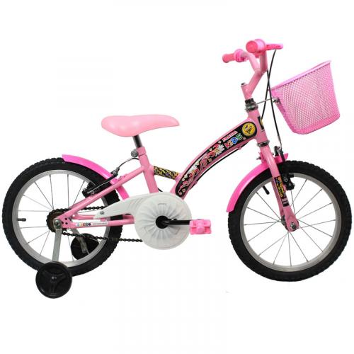 Bicicleta Aro 16 Feminina Monotubo Com Cesta Dianteira - Rosa