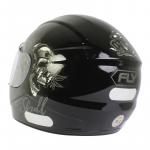 Capacete Fly F9 DJ SKULL Preto Com Grafite