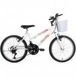 Bicicleta Feminina Aro 20 Mountain Bike - Branca Com Cesta