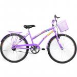 Bicicleta Feminina Dolphin Aro 24 Com Cesta E Garupa - Lilas