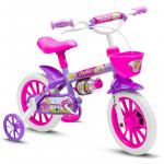 Bicicleta Infantil Feminina Aro 12 Violet - Com Cesta E Rodas Laterais