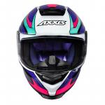 Capacete Axxis EAGLE POWER GLOS Branco Com Roxo e Turquesa