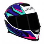 Capacete Axxis EAGLE POWER GLOS Branco Com Roxo e Turquesa