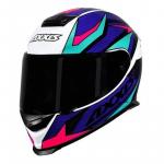 Capacete Axxis EAGLE POWER GLOS Branco Com Roxo e Turquesa