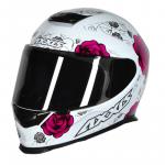 Capacete Axxis EAGLE FLOWERS Branco Com Rosa
