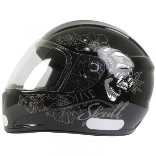 Capacete Fly F9 DJ SKULL Preto Com Grafite