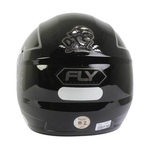 Capacete Fly F9 DJ SKULL Preto Com Grafite