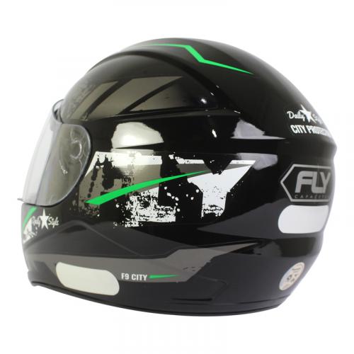 Capacete Fly F9 CITY Preto Com Verde