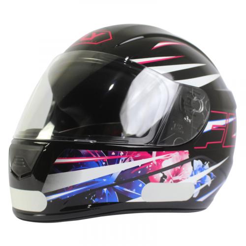 Capacete Fly F9 Rainbow Preto Com Azul