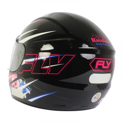 Capacete Fly F9 Rainbow Preto Com Azul