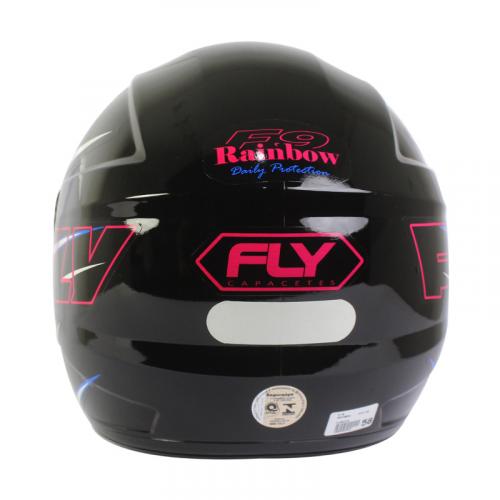 Capacete Fly F9 Rainbow Preto Com Azul