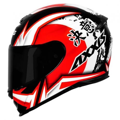 Capacete Axxis EAGLE JAPAN Preto Vermelho e Branco