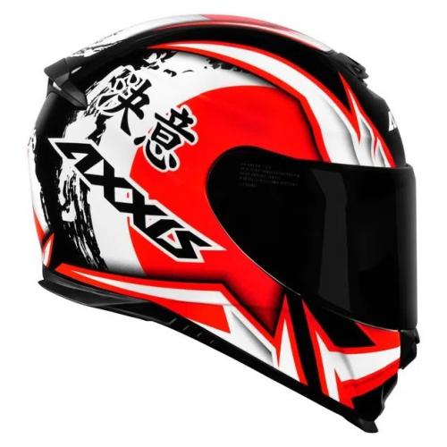 Capacete Axxis EAGLE JAPAN Preto Vermelho e Branco