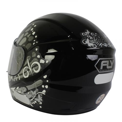 Capacete Fly F9 BUTTERFLY Preto Com Grafite