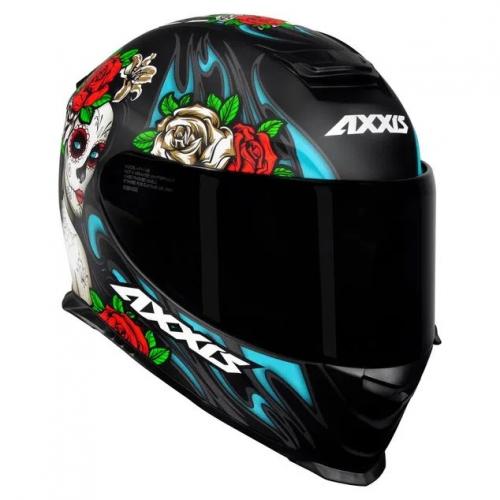 Capacete Axxis EAGLE CATRINA Preto Fosco Com Azul