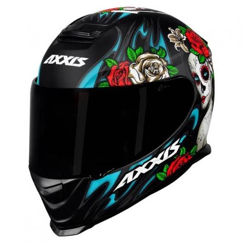 Capacete Axxis EAGLE CATRINA Preto Fosco Com Azul