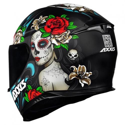 Capacete Axxis EAGLE CATRINA Preto Fosco Com Azul