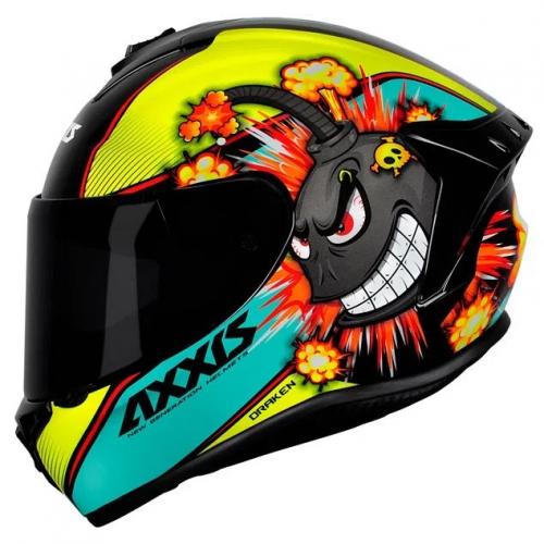 Capacete Axxis Draken BOMB Preto Com Amarelo