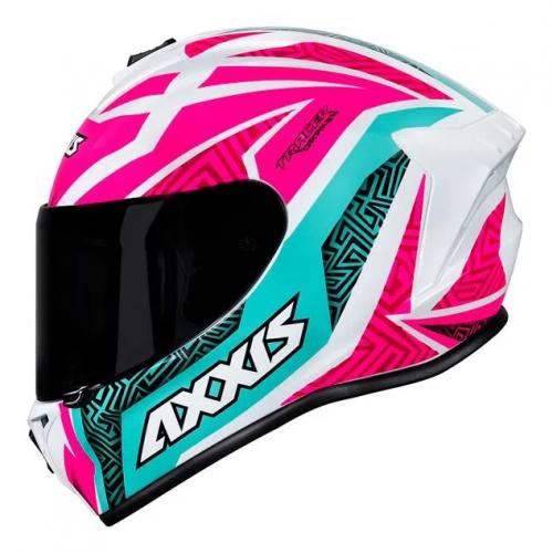 Capacete Axxis Draken TRACER Branco Com Pink