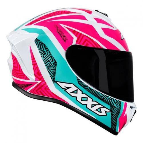 Capacete Axxis Draken TRACER Branco Com Pink