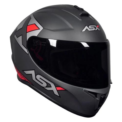 Capacete ASX Draken CONCEPT Cinza com Vermelho