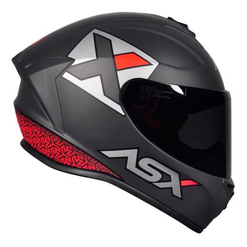 Capacete ASX Draken CONCEPT Cinza com Vermelho