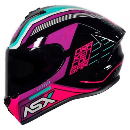 Capacete Axxis Draken COUGAR Preto Rosa Tiffany