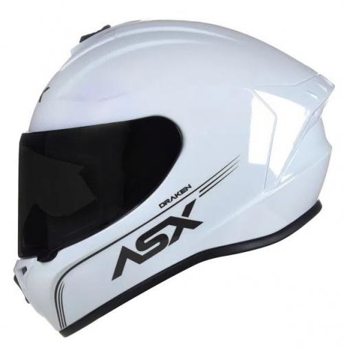 Capacete ASX DRAKEN SOLID Branco Brilhoso