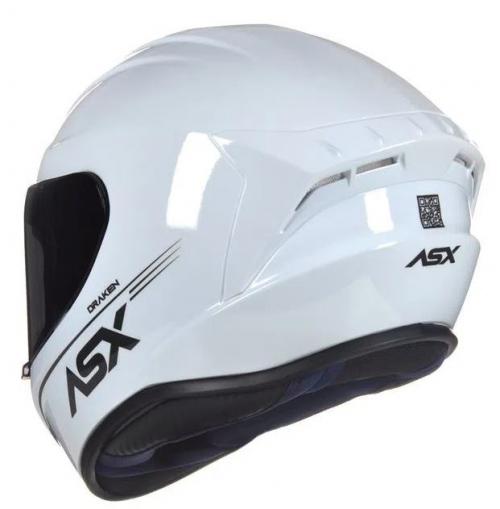 Capacete ASX DRAKEN SOLID Branco Brilhoso