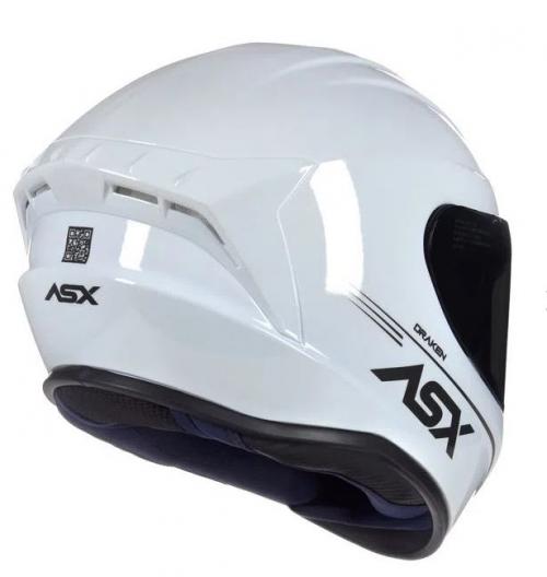 Capacete ASX DRAKEN SOLID Branco Brilhoso