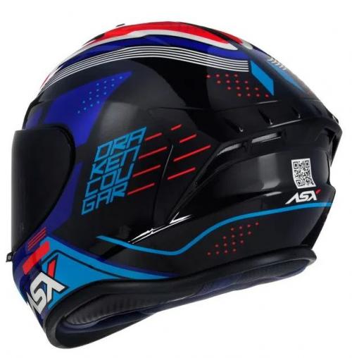 Capacete ASX DRAKEN COUGAR Azul Vermelho