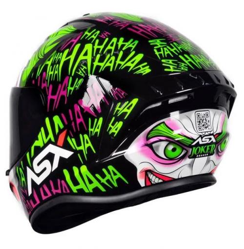 Capacete ASX DRAKEN JOKER Preto Verde Roxo