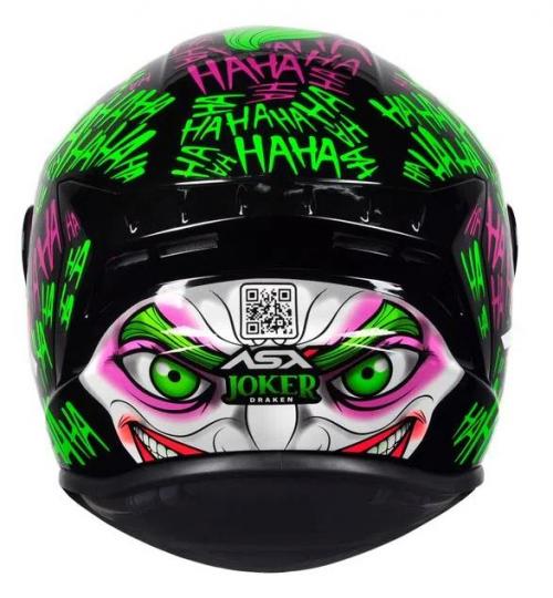 Capacete ASX DRAKEN JOKER Preto Verde Roxo