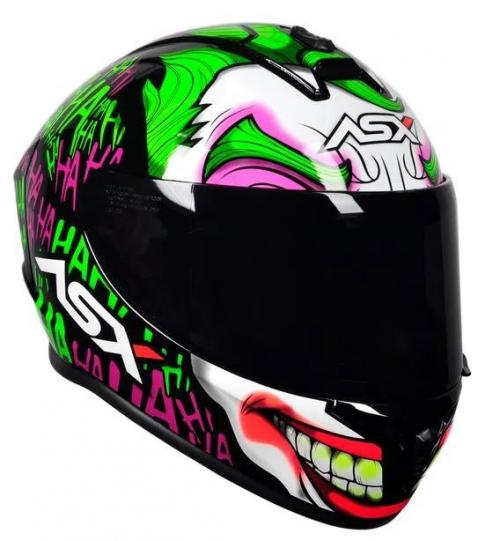 Capacete ASX DRAKEN JOKER Preto Verde Roxo