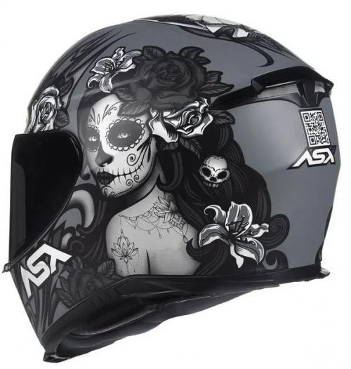 Capacete ASX EAGLE CATRINA Cinza Com Preto