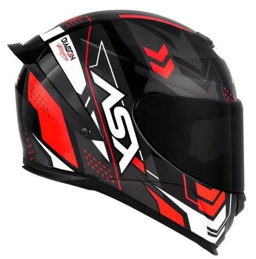 Capacete ASX EAGLE RACING DIAGON Preto Com Vermelho