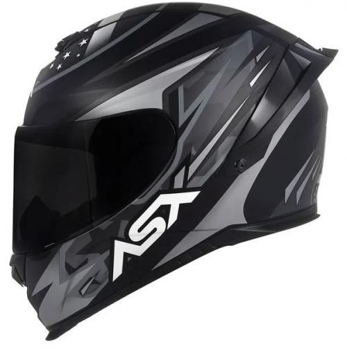 Capacete ASX EAGLE RACING PATRIOT Preto Com Grafite