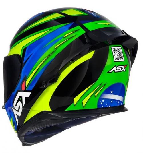 Capacete ASX EAGLE RACING PATRIOT Preto Com Verde