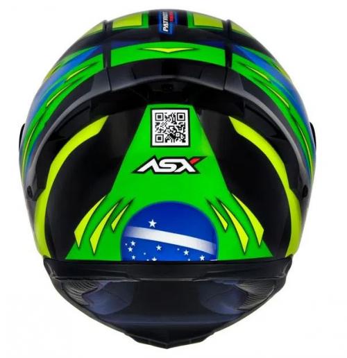 Capacete ASX EAGLE RACING PATRIOT Preto Com Verde