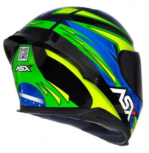 Capacete ASX EAGLE RACING PATRIOT Preto Com Verde