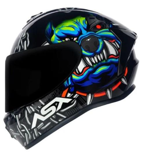 Capacete ASX DRAKEN BULL CYBER Preto Com Azul