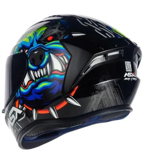 Capacete ASX DRAKEN BULL CYBER Preto Com Azul