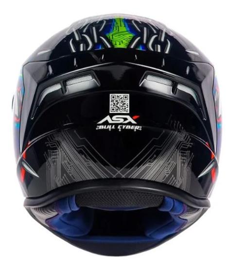 Capacete ASX DRAKEN BULL CYBER Preto Com Azul