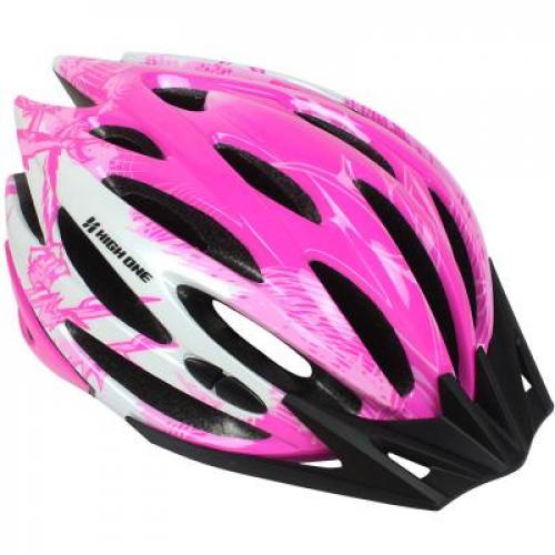 Capacete Ciclista Tamanho M 56-58 High One Branco Com Rosa