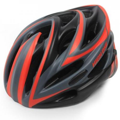 Capacete Ciclista High One Volcan Preto Com Vermelho Tam G