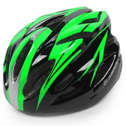 Capacete Ciclista High One Viseira Pisca Preto Verde Tam G