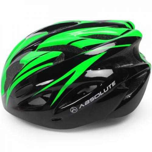 Capacete Ciclista High One Viseira Pisca Preto Verde Tam G