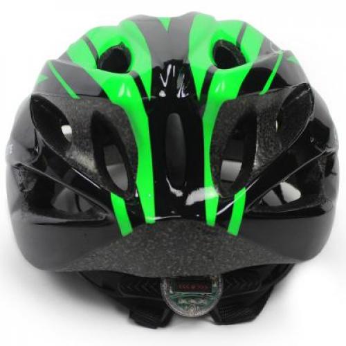 Capacete Ciclista High One Viseira Pisca Preto Verde Tam G