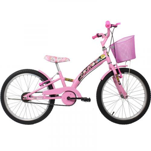 Bicicleta Aro 20 Monotubo com Cesta Dianteira - Rosa