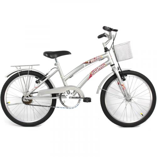 Bicicleta Feminina Dolphin Aro 20 Com Cesta E Garupa - Cor Prata